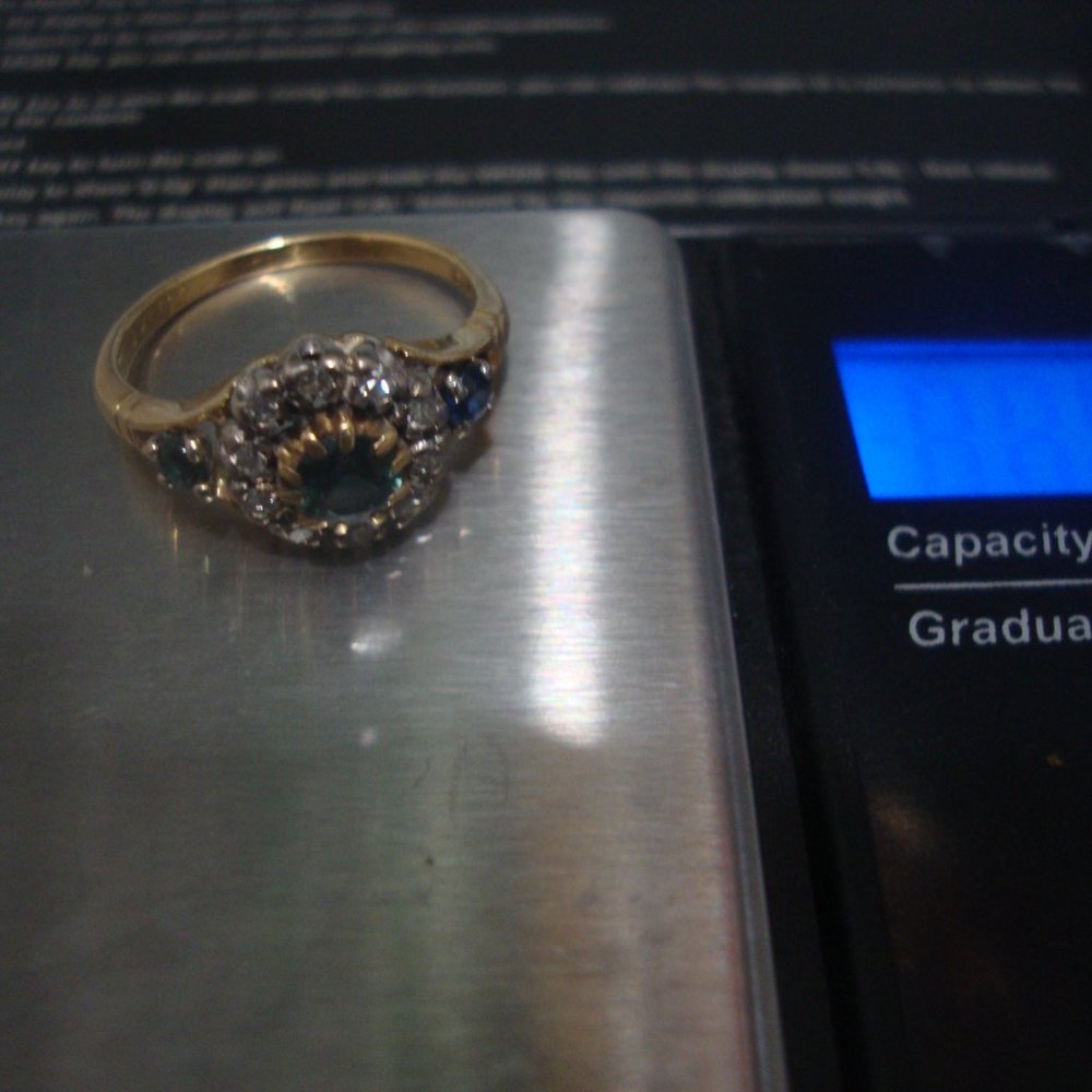 Antique 18k/platinum sapphires and old cut diamonds ring from Europe size 6.25